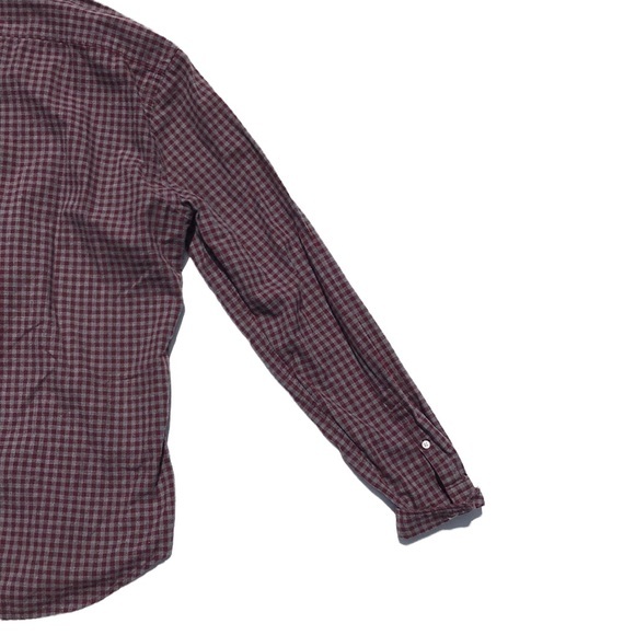 Express Men's Plaid Red & Gray Button Down Shirt Size Small - Picture 8 of 9